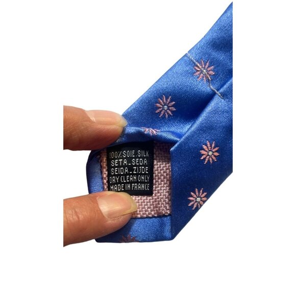 Thomas Pink 100% Silk Blue Floral Pattern Tie - Picture 3 of 6